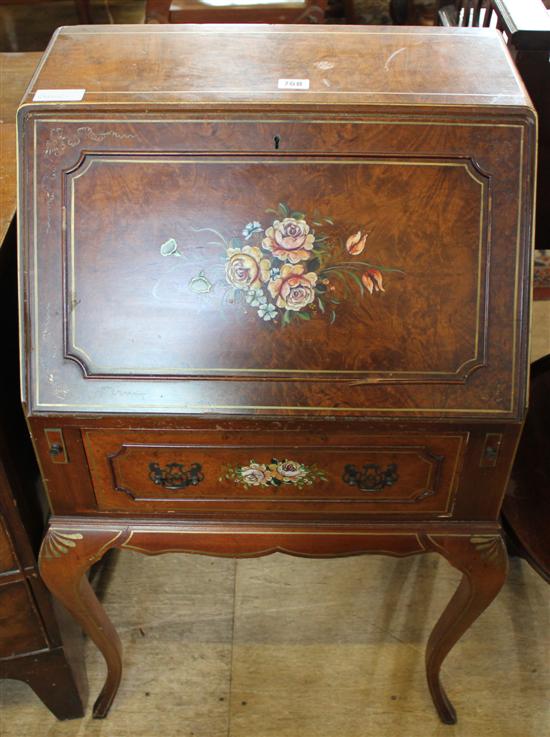 Small painted walnut bureau